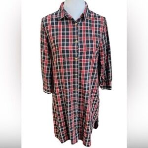 Zara Black and Red Plaid Dress Size S